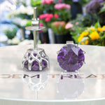 Load image into Gallery viewer, Violet Radiance: Timeless Amethyst Round Stud Earrings.