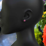 Load image into Gallery viewer, Sparkling Blush: Classic Round Pink Sapphire Stud Earrings.