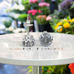 Load image into Gallery viewer, Mystic Radiance: Timeless Round Gray Moissanite Stud Earrings