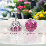 Load image into Gallery viewer, Sparkling Blush: Classic Round Pink Sapphire Stud Earrings.
