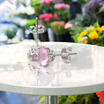 Load image into Gallery viewer, Feminine Charm: Rose Quartz Round Cut Stud Earrings.