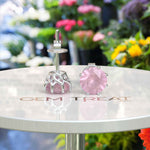 Load image into Gallery viewer, Feminine Charm: Rose Quartz Round Cut Stud Earrings.