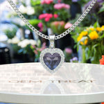 Load image into Gallery viewer, Whisper of Love: Alexandrite Heart Pendant Necklace with Glistening Moissanite Halo