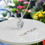 Load image into Gallery viewer, Romantic Allure: Heart Shape Gray Moissanite Halo Pendant Necklace, Accented with Shimmering Moissanites