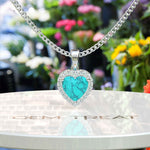 Load image into Gallery viewer, Ethereal Beauty: Heart Shape Turquoise with Moissanite Halo, Pendant Necklace Enchantment