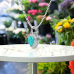 Load image into Gallery viewer, Ethereal Beauty: Heart Shape Turquoise with Moissanite Halo, Pendant Necklace Enchantment