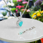Load image into Gallery viewer, Ethereal Beauty: Heart Shape Turquoise with Moissanite Halo, Pendant Necklace Enchantment