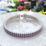 Load image into Gallery viewer, Purple Majesty: Exquisite 12ct Round Amethyst Tennis Bracelet for Royal Elegance