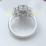 Load image into Gallery viewer, Sparkling Cyan Blue Moissanite Halo Engagement Ring - Exquisite Beauty