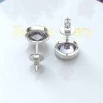 Load image into Gallery viewer, Subtle Sparkle: Round Gray Moissanite Stud Earrings in Classic Bezel Setting.