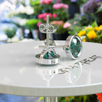Load image into Gallery viewer, Verdant Sparkle: Bezel-Set Round Green Emerald Stud Earrings
