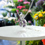 Load image into Gallery viewer, Timeless Elegance: Round Amethyst Solitaire Pendant Necklace in Classic Style