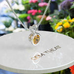 Load image into Gallery viewer, Sun-Kissed Glow of Bezel-Set Round Citrine Solitaire Pendant Necklace
