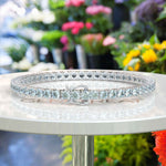 Load image into Gallery viewer, Ocean Whispers: 8.0ct Round Aquamarine Tennis Bracelet, a Symphony of Sea Blues