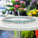 Load image into Gallery viewer, 8.0ct 3.5mm Cyan Blue Moissanite Tennis Bracelet, A Gem of Celestial Calm