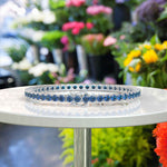 Load image into Gallery viewer, Ocean's Sparkle: 8.0ct London Blue Topaz Tennis Bracelet with 3.5mm Gems