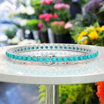 Load image into Gallery viewer, Chic Elegance 3.5mm 8.0ct Turquoise Tennis Bracelet Showcased in Silver Setting
