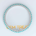 Load image into Gallery viewer, Chic Elegance 3.5mm 8.0ct Turquoise Tennis Bracelet Showcased in Silver Setting