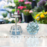 Load image into Gallery viewer, Marine Mirage: Timeless Round Aquamarine Stud Earrings Delights.