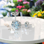 Load image into Gallery viewer, Marine Mirage: Timeless Round Aquamarine Stud Earrings Delights.