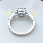 Load image into Gallery viewer, Crystal Clear Love: Lustrous Silver Ring with 1ct Oval Aquamarine and Dazzling Moissanites Split Shank Details