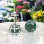 Load image into Gallery viewer, Forest Hue: Classic Emerald Earrings, Round Green Studs.