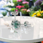 Load image into Gallery viewer, Forest Hue: Classic Emerald Earrings, Round Green Studs.