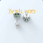 Load image into Gallery viewer, Forest Hue: Classic Emerald Earrings, Round Green Studs.