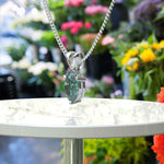 Load image into Gallery viewer, Cool Radiance Oval Cut Cyan Blue Moissanite Solitaire Pendant Necklace