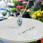 Load image into Gallery viewer, Cool Radiance Oval Cut Cyan Blue Moissanite Solitaire Pendant Necklace