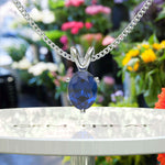 Load image into Gallery viewer, Blue Mystic: Unveiling the Oval Cut London Blue Topaz Solitaire Pendant Necklace Elegance