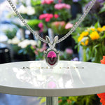 Load image into Gallery viewer, Vivid Radiance: A Captivating Oval Ruby Solitaire Pendant Necklace, A Celebration of Color