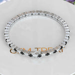 Load image into Gallery viewer, Contrast Charm: Round Black Onyx & Moissanite Sparkle Tennis Bracelet
