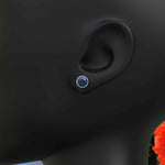 Load image into Gallery viewer, Nautical Stars: London Blue Bezel Stud Earrings with Milgrain Halo.