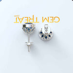 Load image into Gallery viewer, Nautical Stars: London Blue Bezel Stud Earrings with Milgrain Halo.