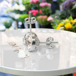 Load image into Gallery viewer, Blush of Dawn: Round Morganite Captured in Bezel Setting Stud Earrings