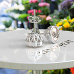 Load image into Gallery viewer, Blush of Dawn: Round Morganite Captured in Bezel Setting Stud Earrings