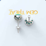 Load image into Gallery viewer, Azure Allure: Round Turquoise Stud Earrings with Vintage-Inspired Milgrain Halo.