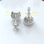 Load image into Gallery viewer, Glistening Gala: Round White Moissanite Stud Earrings with Milgrain Halo.