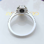 Load image into Gallery viewer, Dark Allure: Lustrous Silver Ring with Oval Black Onyx Centerpiece, Accented by Radiant Moissanites