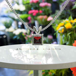Load image into Gallery viewer, Asscher Cut Garnet Pendant Necklace, A Burgundy Treasure Solitaire