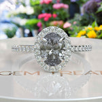 Load image into Gallery viewer, Sleek Oval Cut Gray Moissanite Engagement Ring - Modern Elegance