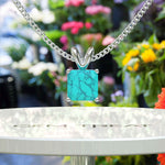 Load image into Gallery viewer, Mystic Allure: Asscher Cut Turquoise Solitaire Pendant Necklace, A Coastal Gemstone Oasis