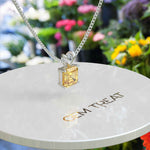 Load image into Gallery viewer, A Gem’s Purity, Asscher Cut Yellow Sapphire Solitaire Adorns This Pendant Necklace