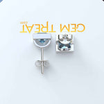 Load image into Gallery viewer, Crystal Clear Beauty: Stud Earrings Featuring Princess Cut Aquamarine in Bezel Design