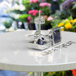 Load image into Gallery viewer, Earrings of Royalty: Bezel-Encased Princess Cut Blue Sapphire Studs.