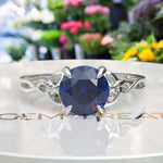 Load image into Gallery viewer, Dive into Timeless Beauty: Round London Blue Topaz Celtic Solitaire Ring's Enigmatic Charm