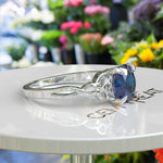 Load image into Gallery viewer, Dive into Timeless Beauty: Round London Blue Topaz Celtic Solitaire Ring's Enigmatic Charm