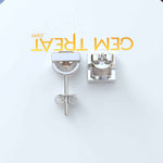 Load image into Gallery viewer, Blushing Elegance: Morganite Stud Earrings, Princess Cut in Bezel Setting.