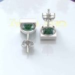 Load image into Gallery viewer, Forest Whispers: Princess Cut Moss Agate Bezel-Set Stud Earrings